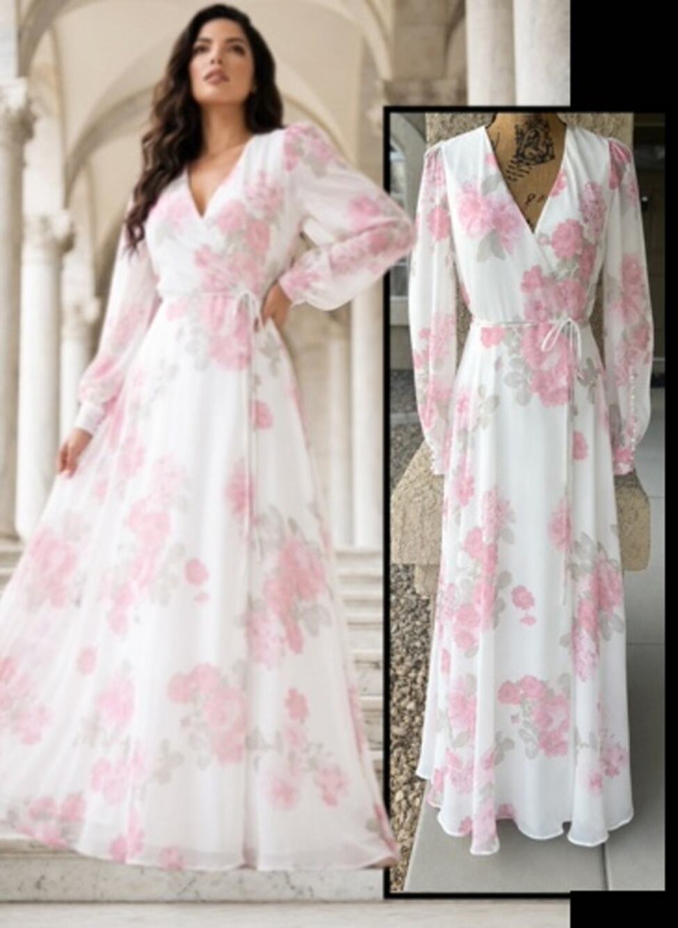 Lulus My Whole Heart White Long Sleeve Wrap Maxi Dress Size: S